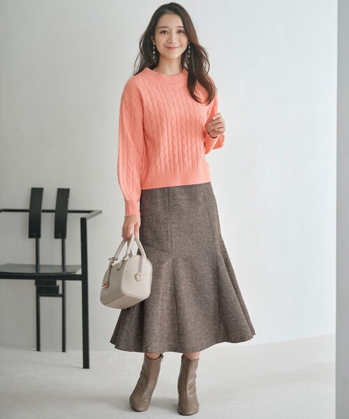 ANY SIS(エニィスィス)の「【洗える】ラメツイードナローフレア スカート(スカート・レディース・ダークブラウン系6/ブラック系6・1/2/3)」の4枚目の写真