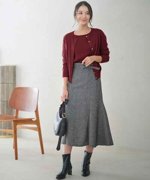 ANY SIS(エニィスィス)の「【洗える】ラメツイードナローフレア スカート(スカート・レディース・ダークブラウン系6/ブラック系6・1/2/3)」の6枚目の写真