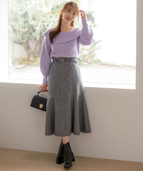 ANY SIS(エニィスィス)の「【洗える】ラメツイードナローフレア スカート(スカート・レディース・ダークブラウン系6/ブラック系6・1/2/3)」の7枚目の写真