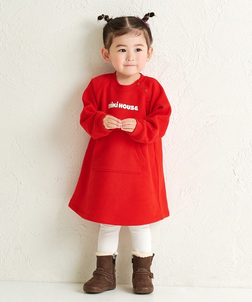 MIKI HOUSE（ミキハウス）の「【WEB限定】バックロゴワンピース（ワンピース・キッズ・ネイビー/イエロー/ダークブラウン/レッド・110cm/100cm/90cm/80ｃｍ/130cm/120cm）」の5枚目の写真