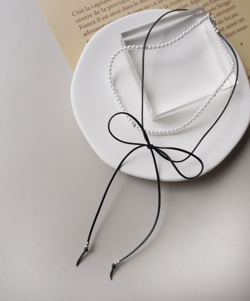 ammy.（エイミードット）の「【 ammy. / エイミードット 】 リボンコード × ビーズ チョーカー ネックレス（ネックレス・レディース・ブラック/シルバー・FREE）」の11枚目の写真