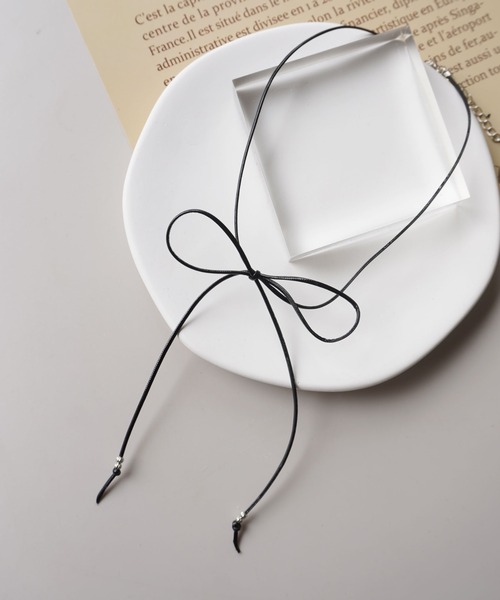 ammy.（エイミードット）の「【 ammy. / エイミードット 】 リボンコード × ビーズ チョーカー ネックレス（ネックレス・レディース・ブラック/シルバー・FREE）」の12枚目の写真