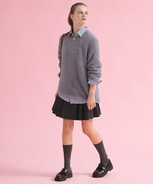 sara&cake(サラアンドケイク)の「シャギープルオーバーニット(ニット/セーター・レディース・ラベンダー/ホワイト/ライトホワイト/グレー/ライトベージュ・FREE)」の8枚目の写真