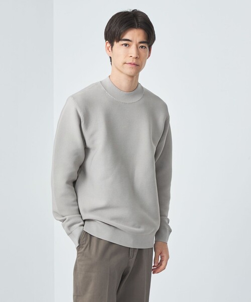 green label relaxing（グリーンレーベルリラクシング）の「スリーシーズン  ガーター編み 長袖 モックネック カットソー -マシンウォッシャブル-（ニット/セーター・メンズ・ターコイズブルー/ブラック/ライトグレー/モカ・M/L/XL/S）」の5枚目の写真