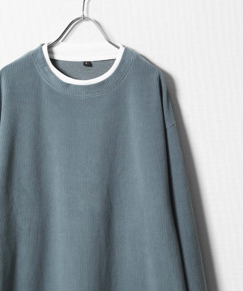 ZIP FIVE(ジップファイブ)の「【ZIP FIVE】 コーデュロイ 9W ストレッチ コール TC天竺 フェイクレイヤード 長袖 Tシャツ / ロンT(Tシャツ/カットソー・メンズ・ブラウン/ブルーグリーン/ブラック・MEDIUM/LARGE/X-LARGE)」の6枚目の写真