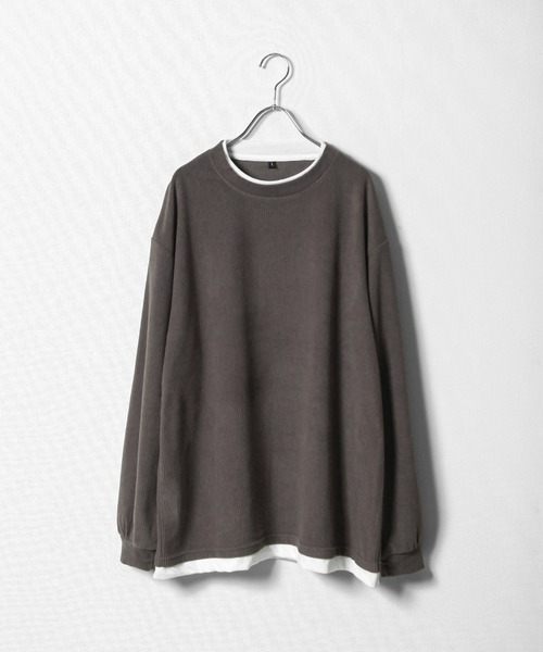 ZIP FIVE(ジップファイブ)の「【ZIP FIVE】 コーデュロイ 9W ストレッチ コール TC天竺 フェイクレイヤード 長袖 Tシャツ / ロンT(Tシャツ/カットソー・メンズ・ブラウン/ブルーグリーン/ブラック・MEDIUM/LARGE/X-LARGE)」の12枚目の写真