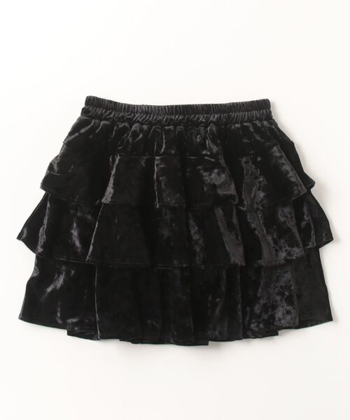 XU(エックスユー)の「ストリートファッション XU エックスユー velor frill skirt ベロアフリルスカート ティアードスカート ミニスカート ベロアスカート 韓国ファッション 韓国ストリート(スカート・レディース・ブラック・ONE SIZE)」の11枚目の写真