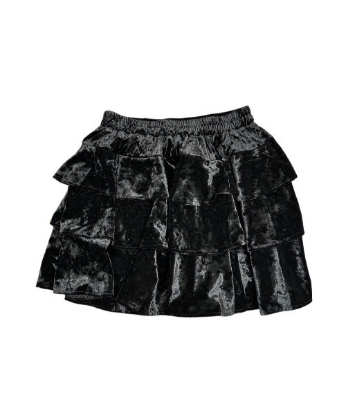 XU(エックスユー)の「ストリートファッション XU エックスユー velor frill skirt ベロアフリルスカート ティアードスカート ミニスカート ベロアスカート 韓国ファッション 韓国ストリート(スカート・レディース・ブラック・ONE SIZE)」の12枚目の写真