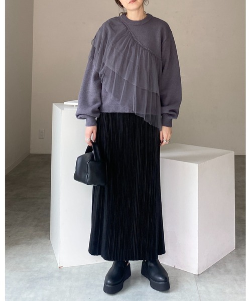 新品未使用ポンポネットニット　ビスチェ重ね着　フリル　L 160 フリル（ブランドポンポネット）（キッズファッション