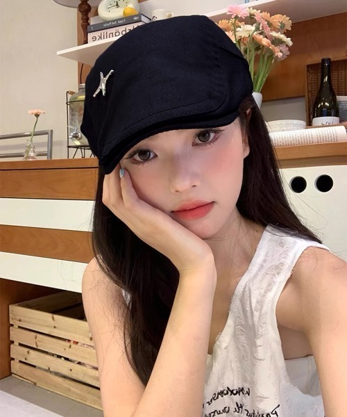 Miniministore（ミニミニストア）の「ハンチング キャップ 無地 帽子（キャスケット・レディース・ネイビー/ブラウン/キャメル/ホワイト/ブラック・FREE）」の5枚目の写真