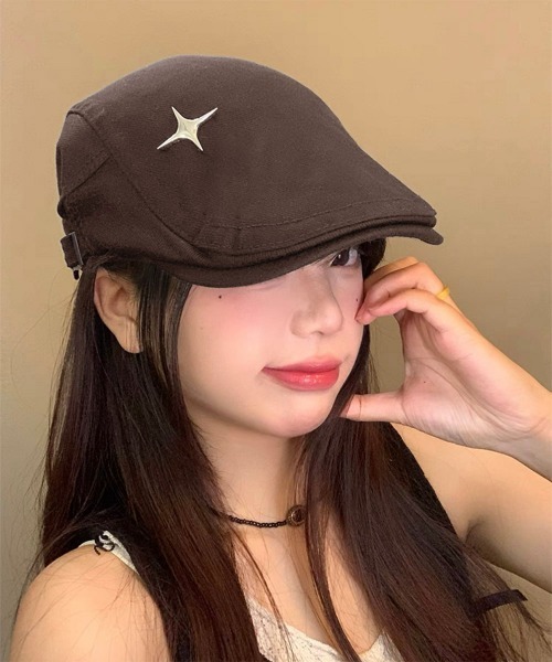 Miniministore（ミニミニストア）の「ハンチング キャップ 無地 帽子（キャスケット・レディース・ネイビー/ブラウン/キャメル/ホワイト/ブラック・FREE）」の4枚目の写真