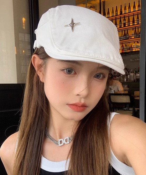 Miniministore（ミニミニストア）の「ハンチング キャップ 無地 帽子（キャスケット・レディース・ネイビー/ブラウン/キャメル/ホワイト/ブラック・FREE）」の2枚目の写真