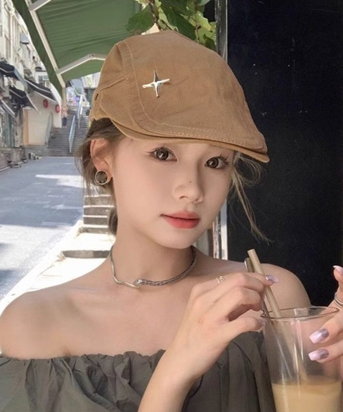 Miniministore（ミニミニストア）の「ハンチング キャップ 無地 帽子（キャスケット・レディース・ネイビー/ブラウン/キャメル/ホワイト/ブラック・FREE）」の6枚目の写真