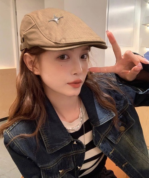 Miniministore（ミニミニストア）の「ハンチング キャップ 無地 帽子（キャスケット・レディース・ネイビー/ブラウン/キャメル/ホワイト/ブラック・FREE）」の7枚目の写真