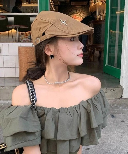 Miniministore（ミニミニストア）の「ハンチング キャップ 無地 帽子（キャスケット・レディース・ネイビー/ブラウン/キャメル/ホワイト/ブラック・FREE）」の8枚目の写真