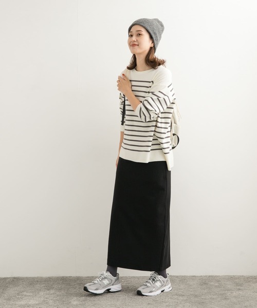 URBAN RESEARCH DOORS（アーバンリサーチドアーズ）の「ダンボールニットストレートスカート（スカート・レディース・ブラック/ホワイト系その他・MEDIUM/SMALL）」の8枚目の写真