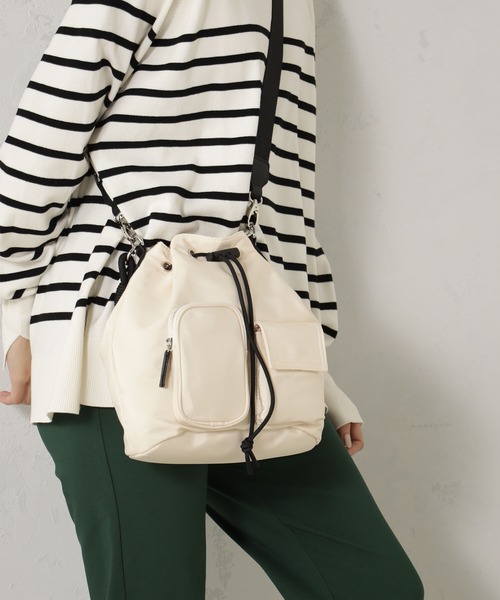 FOUND GOOD（ファウンドグッド）の「ポケット2WAYショルダー（ショルダーバッグ・レディース・ブラック/アイボリー/グリーン系8・FREE）」の6枚目の写真