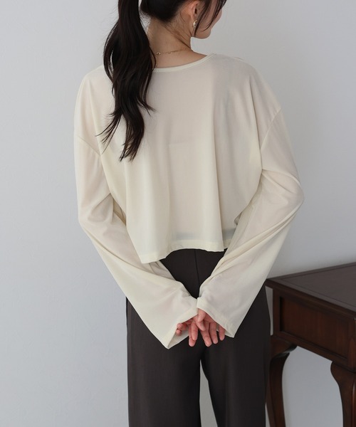 BLUEEAST(ブルーイースト)の「シアーベロアショート丈ロンT(Tシャツ/カットソー・レディース・ネイビー/モカ/アイボリー・MEDIUM)」の12枚目の写真