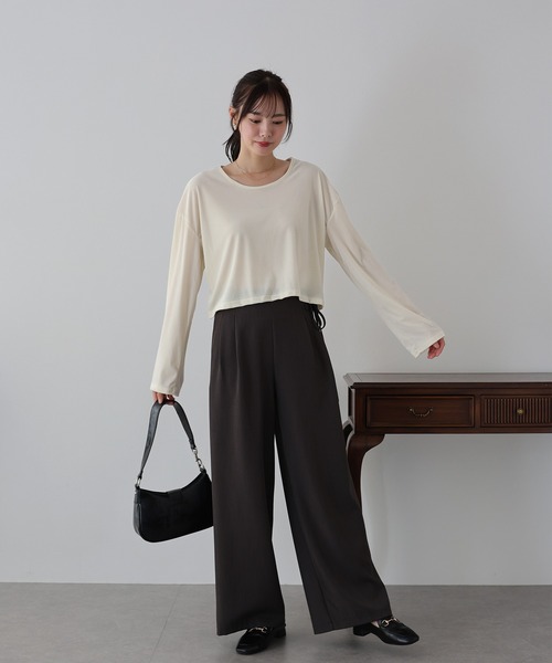 BLUEEAST(ブルーイースト)の「シアーベロアショート丈ロンT(Tシャツ/カットソー・レディース・ネイビー/モカ/アイボリー・MEDIUM)」の14枚目の写真