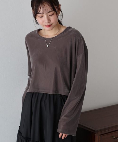 BLUEEAST(ブルーイースト)の「シアーベロアショート丈ロンT(Tシャツ/カットソー・レディース・ネイビー/モカ/アイボリー・MEDIUM)」の20枚目の写真