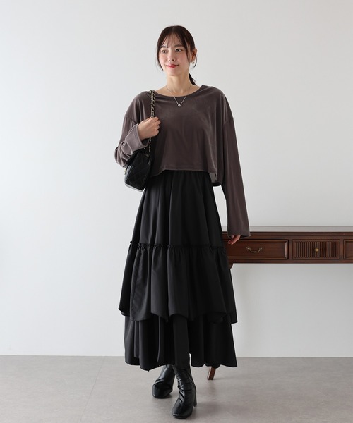 BLUEEAST(ブルーイースト)の「シアーベロアショート丈ロンT(Tシャツ/カットソー・レディース・ネイビー/モカ/アイボリー・MEDIUM)」の22枚目の写真