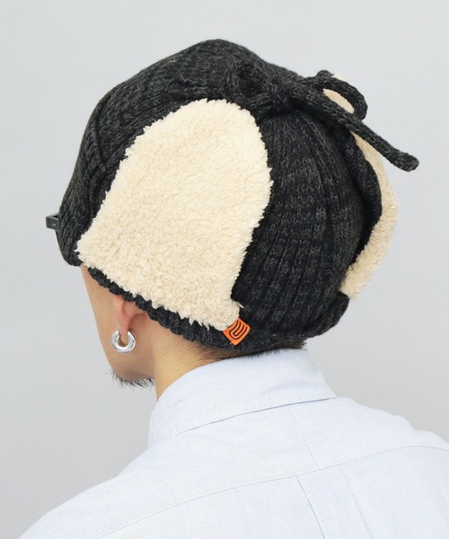 セール】裏ボア イヤーフラップ付き フライト ニットキャップ（ニット