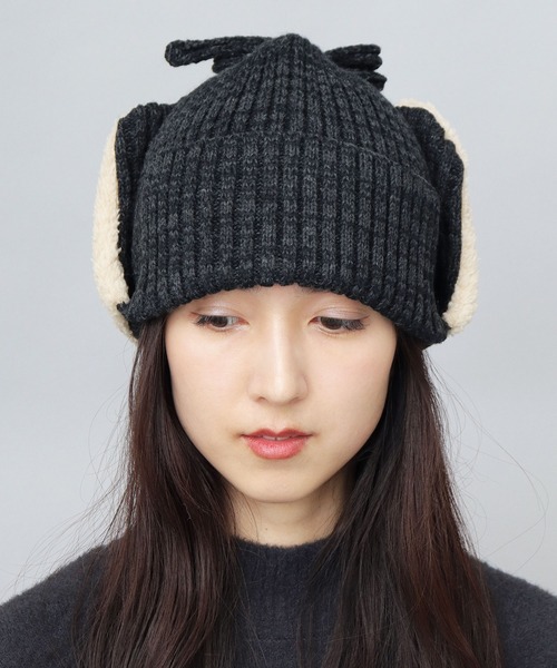 セール】裏ボア イヤーフラップ付き フライト ニットキャップ（ニット
