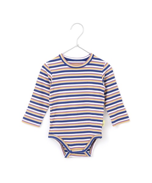 MAKE YOUR DAY（メイクユアデイ）の「無地とボーダーリブロンパース（ロンパース・キッズ・ネイビー/オレンジ/オフホワイト・70/80）」の8枚目の写真