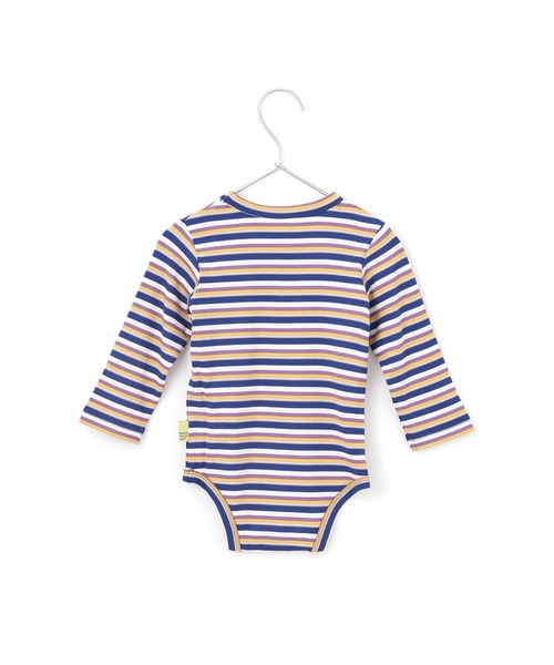MAKE YOUR DAY（メイクユアデイ）の「無地とボーダーリブロンパース（ロンパース・キッズ・ネイビー/オレンジ/オフホワイト・70/80）」の9枚目の写真