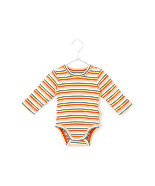 MAKE YOUR DAY（メイクユアデイ）の「無地とボーダーリブロンパース（ロンパース・キッズ・ネイビー/オレンジ/オフホワイト・70/80）」の10枚目の写真