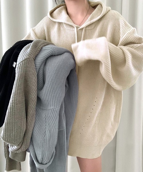 FOXEY ウール　リブニットパーカー　40 GUCIBODI グチボディ 24007385 ジップアップリブニットパーカー