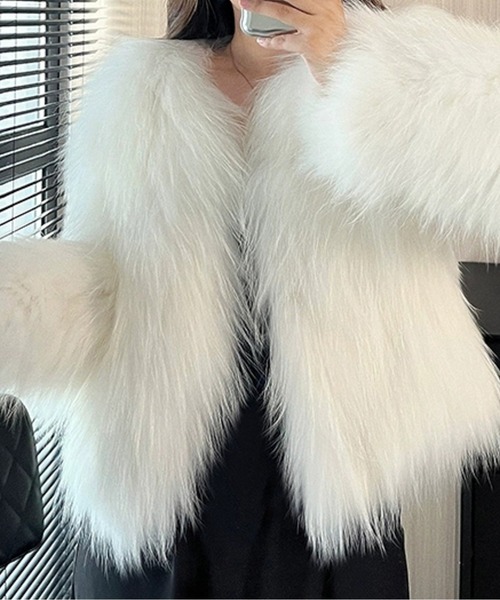 アナトリエ　ファー襟 スカラップ　ショートコート アナトリエ ファー襟 スカラップ ショートコート