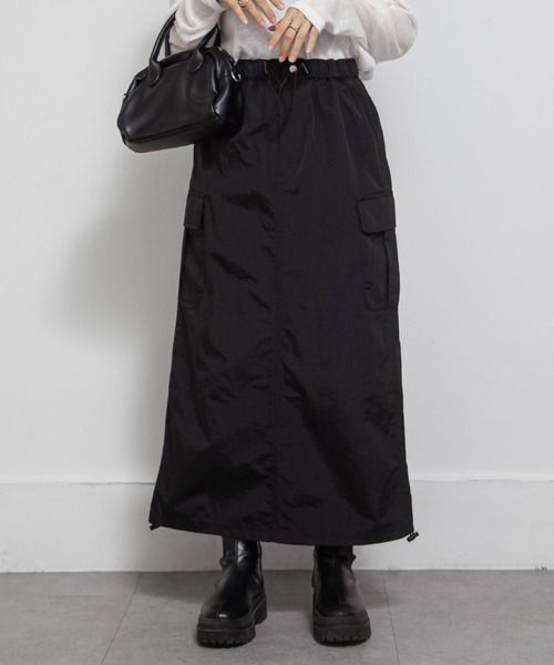 Chillfar(チルファー)の「ドロストギャザーカーゴスカート(スカート・レディース・ブラック/カーキ/チャコール・FREE)」の8枚目の写真