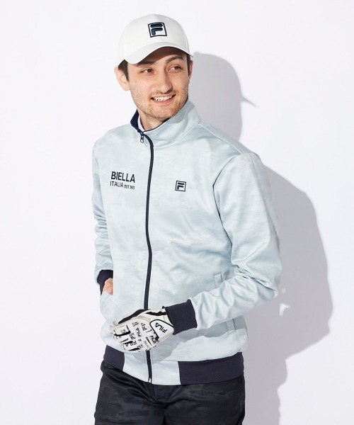FILA GOLF(フィラゴルフ )の「【FILA GOLF/フィラゴルフ】ボンディングブルゾン ゴルフ カモフラージュ総柄 防風(ブルゾン・メンズ・ネイビー/ブラック/カーキ/ライトグレー・XX-LARGE/LARGE/X-LARGE/MEDIUM)」の2枚目の写真