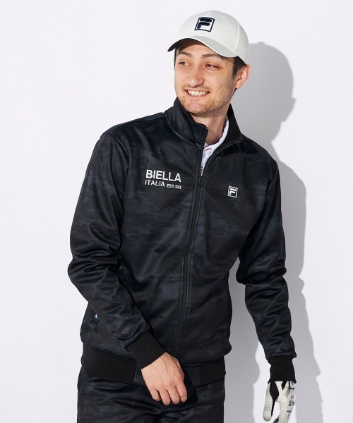 FILA GOLF(フィラゴルフ )の「【FILA GOLF/フィラゴルフ】ボンディングブルゾン ゴルフ カモフラージュ総柄 防風(ブルゾン・メンズ・ネイビー/ブラック/カーキ/ライトグレー・XX-LARGE/LARGE/X-LARGE/MEDIUM)」の1枚目の写真