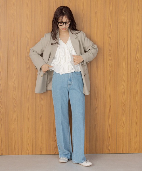 mysty woman（ミスティウーマン）の「ボリュームフリルブラウス　289332（シャツ/ブラウス・レディース・オフホワイト/ブラック/ベージュ・FREE）」の5枚目の写真