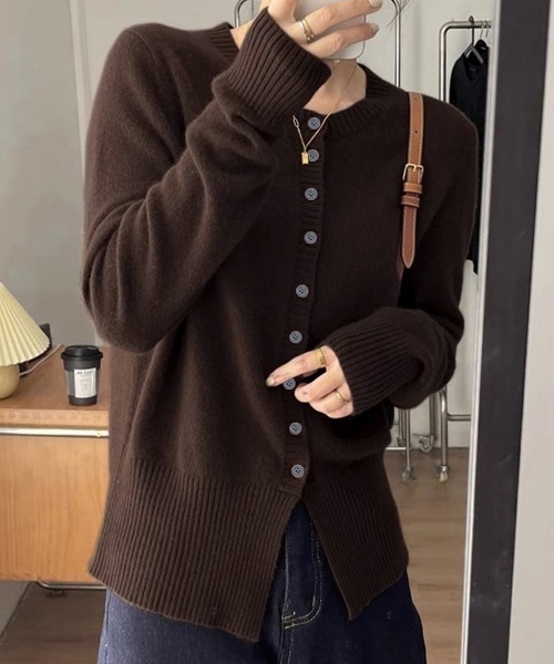 Miniministore(ミニミニストア)の「ニットセーターフロントボタンニットカーデ(ニット/セーター・レディース・グレー/ブラウン/ワインレッド/ベージュ/モカ/ブラック/ダークグリーン・FREE)」の3枚目の写真