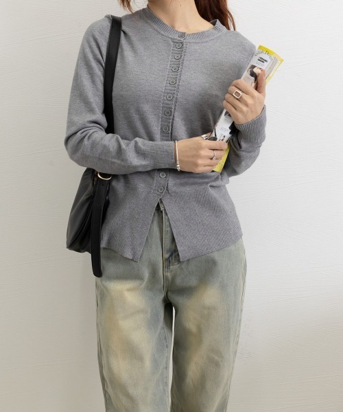 Miniministore(ミニミニストア)の「ニットセーターフロントボタンニットカーデ(ニット/セーター・レディース・グレー/ブラウン/ワインレッド/ベージュ/モカ/ブラック/ダークグリーン・FREE)」の15枚目の写真