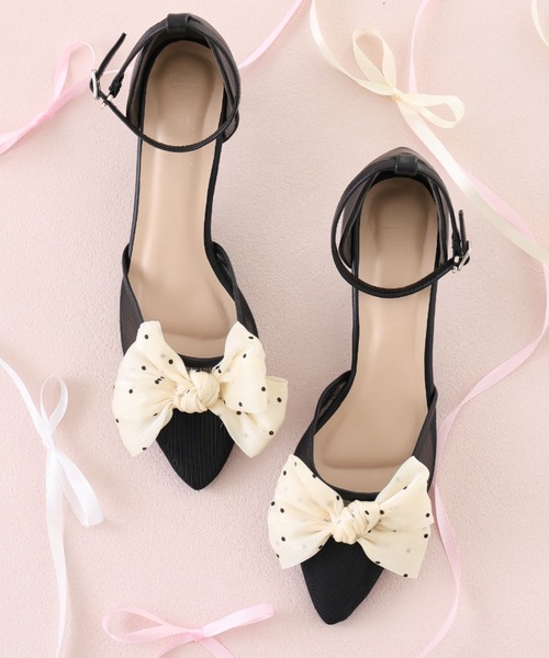 VIVIAN(ヴィヴィアン)の「シアーリボンポインテッドトゥセパレートパンプス 結婚式 二次会 パーティー フォーマル オケージョン(パンプス・レディース・クリアブラック/アイボリー/ブラック/シルバー/ピンクベージュ・LL/L/M/S)」の8枚目の写真