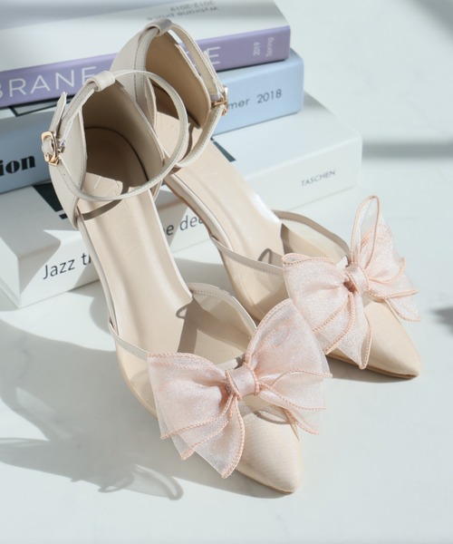 VIVIAN(ヴィヴィアン)の「シアーリボンポインテッドトゥセパレートパンプス 結婚式 二次会 パーティー フォーマル オケージョン(パンプス・レディース・クリアブラック/アイボリー/ブラック/シルバー/ピンクベージュ・LL/L/M/S)」の9枚目の写真