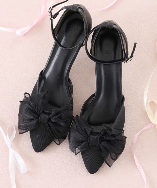 VIVIAN(ヴィヴィアン)の「シアーリボンポインテッドトゥセパレートパンプス 結婚式 二次会 パーティー フォーマル オケージョン(パンプス・レディース・クリアブラック/アイボリー/ブラック/シルバー/ピンクベージュ・LL/L/M/S)」の7枚目の写真