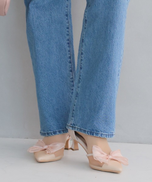 VIVIAN(ヴィヴィアン)の「シアーリボンポインテッドトゥセパレートパンプス 結婚式 二次会 パーティー フォーマル オケージョン(パンプス・レディース・クリアブラック/アイボリー/ブラック/シルバー/ピンクベージュ・LL/L/M/S)」の10枚目の写真