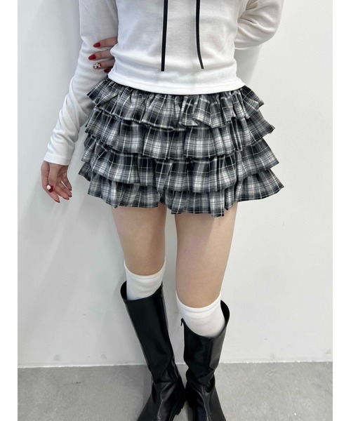 ヴィヴィアンウエスト ミニスカート タータンチェック ボリューム ウール 24AW new/Vivienne Westwood チェックウールミニスカート Skirt