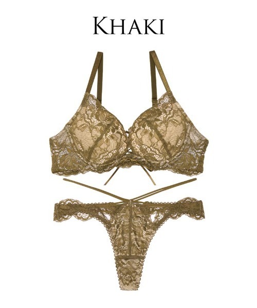 リュクス カット レースアップ ブラジャー & バック透け Tバック ショーツ（ブラ&ショーツ）｜Reinest（レイネスト）