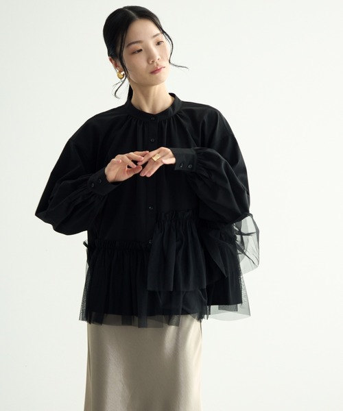 Trish(トリッシュ)の「アシメチュールBL(シャツ/ブラウス・レディース・ホワイト/ブラック・MEDIUM)」の10枚目の写真