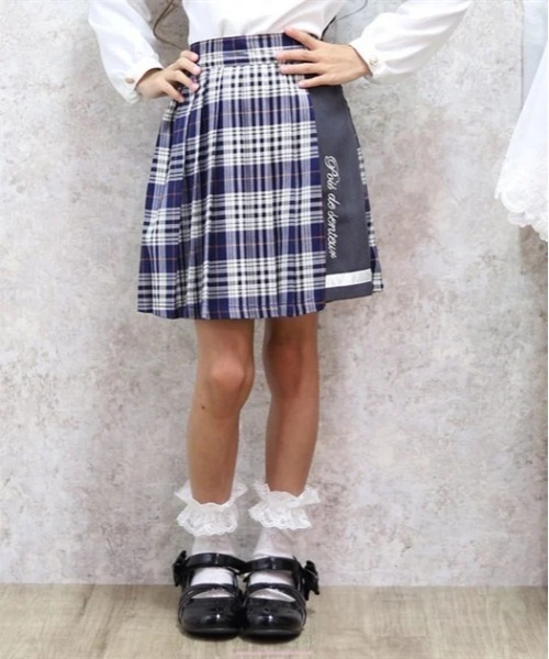 axes femme(アクシーズファム)の「ラメ刺繍配色チェックスカパン(その他パンツ・キッズ・レッド/ネイビー・LARGE/MEDIUM/SMALL)」の1枚目の写真