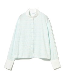 SETTO（セット）の「DEMACHI SHIRT：リネンストライプ半袖シャツ