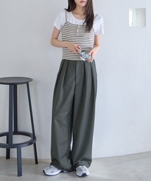 セール】コットンキュプラ ツープリーツ ワイド スラックス