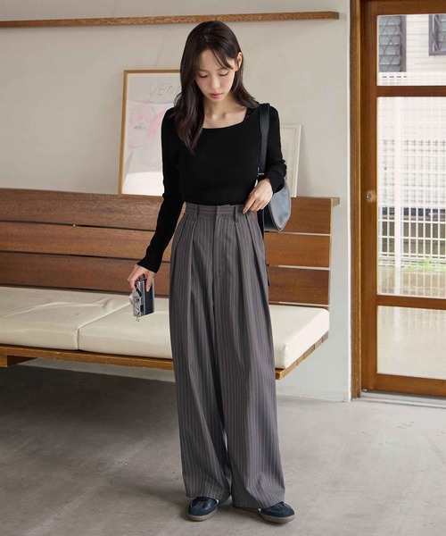 新色追加】タックボリュームワイドスラックス（スラックス