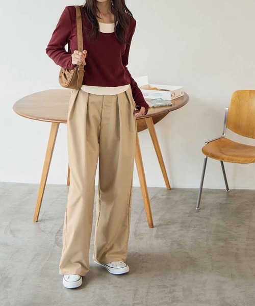 新色追加】タックボリュームワイドスラックス（スラックス